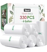 4 Gallon 330 Counts Strong Trash Bags Garbage Bags by Teivio, Bathroom Trash Can Bin Liners, Smal...