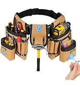 Tool Belt,Magnetic Tool Pouch,27-Pockets Heavy Duty Padded Tool Belts for Men,Detachable &amp; Adjust...