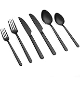 24 Black Silverware Set Service for 4, Stainless Steel Cutlery Set, Mirror Polished Utensil Set, ...