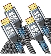 10K 8K HDMI Cable 2.1, 5FT 2-Pack Ultra HD Cable High-Speed Lead 48Gbps, HDMI Braided Cables (8K@...