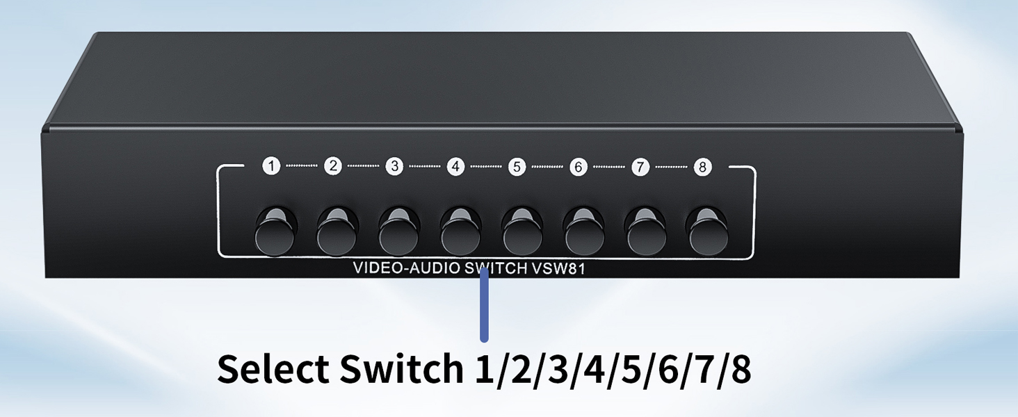 8 in 1 Out R/L RCA Stereo Audio Video Switch Manual Switching audio visual rca composite switcher