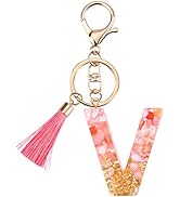 Suweibuke Cute Pink Key Chains for Women Girls, Initial Letter Keychains with Tassel, Charms for ...