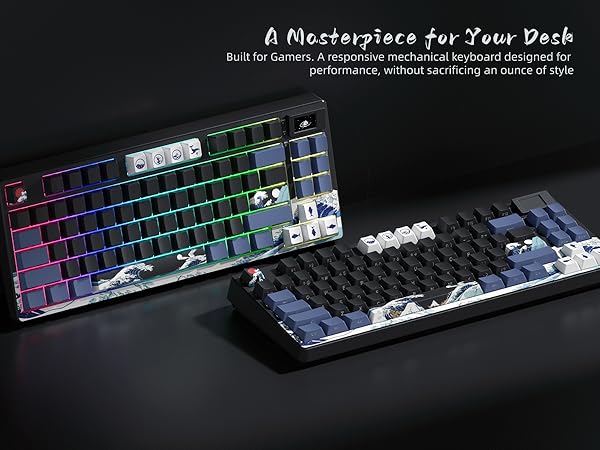 75% Wireless Mechanical Keyboard, Creamy Gaming Keyboard, 75% Black keyboard