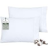 ROYALE LINENS 100% Organic Cotton Percale Pillowcases Set of 2 - Standard Size Percale Pillowcase...