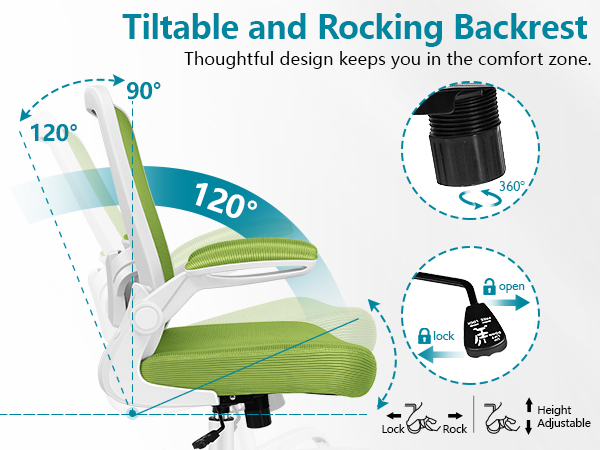 tiltable and rocking backrest