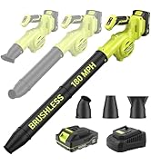 PULITUO Leaf Blower Cordless, 3 in 1 Small Leaf Blower- 180MPH 20,000RPM Brushless Mini Blower Co...