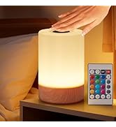 Klzdejc Night Light, Touch Bedside Table Lamp, Remote Control Dimmable Desk Lamp with RGB Color C...