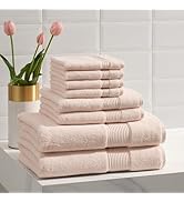 Ted Baker 8-Piece Towel Set - 2 Bath, 2 Hand &amp; 4 Washcloths - 100% Cotton - Blush Pink