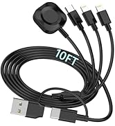 6in1 Multi Charging Cable for Apple Watch Charger, 10FT USB A/C Fast Charging Cord Cable Compatib...
