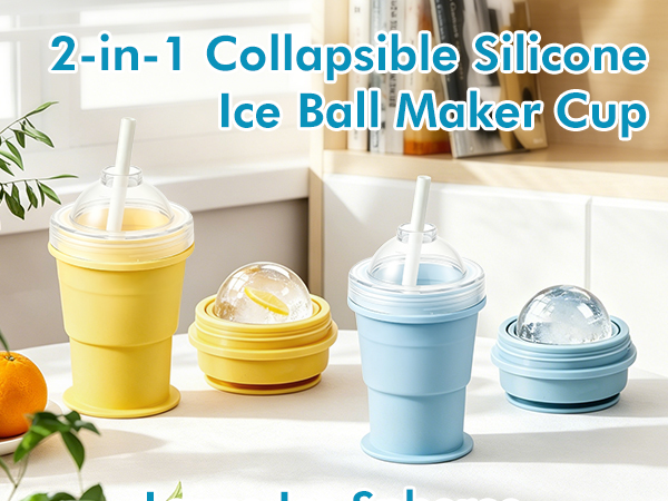 2-in-1 Collapsible Silicone Ice Ball Maker Cup
