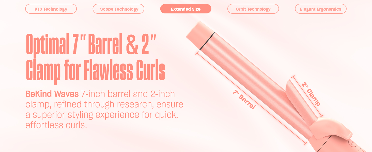 Optimal 7&amp;#39;&amp;#39; Barrel &amp;amp; 2&amp;#39;&amp;#39; Clamp for Flawless Curls