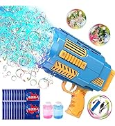 SHCKE Automatic Bubble Gun with Colorful Lights,Portable No-Dip Bubble Gun with 3 Rotating Fans,B...