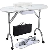 Joligrace Professional Foldable &amp; Portable Manicure Table Nail Technician Desk Workstation 4 Lock...