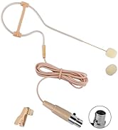 Single Earhook Headset Microphone – Compatible with Shure Wireless Bodypack, Omnidirectional Mic ...