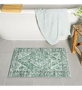 Uphome Green Bath Mat, Distressed Farmhouse Boho Bathroom Rugs, Super Cozy Velvet Small Bathroom ...