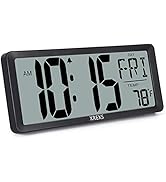 XREXS Large Digital Wall Clock, Battery Operated Alarm Clocks for Bedroom Home Decor, Count Up &amp; ...