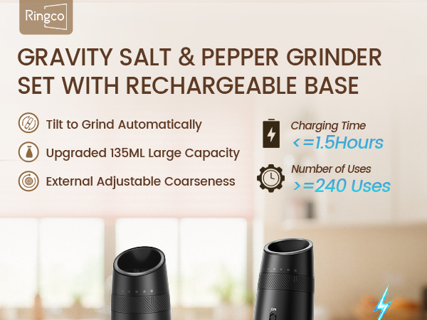 Pepper and salt grinder set front display