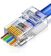 ZOERAX 50-Pack RJ45 Cat6 Pass Through Connector RJ45 Modular Plugs for Solid or Stranded UTP Cable