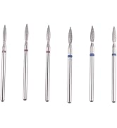 MZCMSL Flame Shape Diamond Cuticle Nail Drill Bit Set, 6pcs Pro Manicure Drill Bits for Nail Prep...