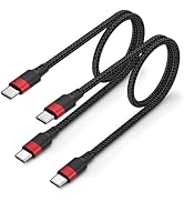 2ft USB C Cable, 2 Pack 60W USB C to USB C Cable 2ft, Braided 2 Foot USBC to UBSC Cord Fast Charg...