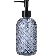Topsky Gem Glass Soap Dispenser with Black Plastic Pump, 13oz Liquid Hand Soap Dispenser, Rustpro...