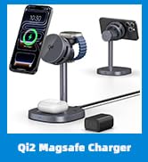 Magnetic Wireless Charger for Apple, 3 in 1 Charging Station with Cooling Fan, Qi2 Certified Wire...