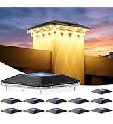 ENSLI 12 Pack 4x4 Solar Post Cap Lights Outdoor, 3 Modes 16 LED Fence Post Solar Lights, Focused ...