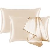 Jogcaw 2 Pack 100% Silk Pillowcase for Hair and Skin, Soft Breathable Smooth Cooling Mulberry Sil...