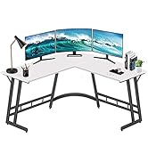 Lufeiya L Shaped Desk White Corner Computer Desks for Small Space Home Office Student Study Bedro...