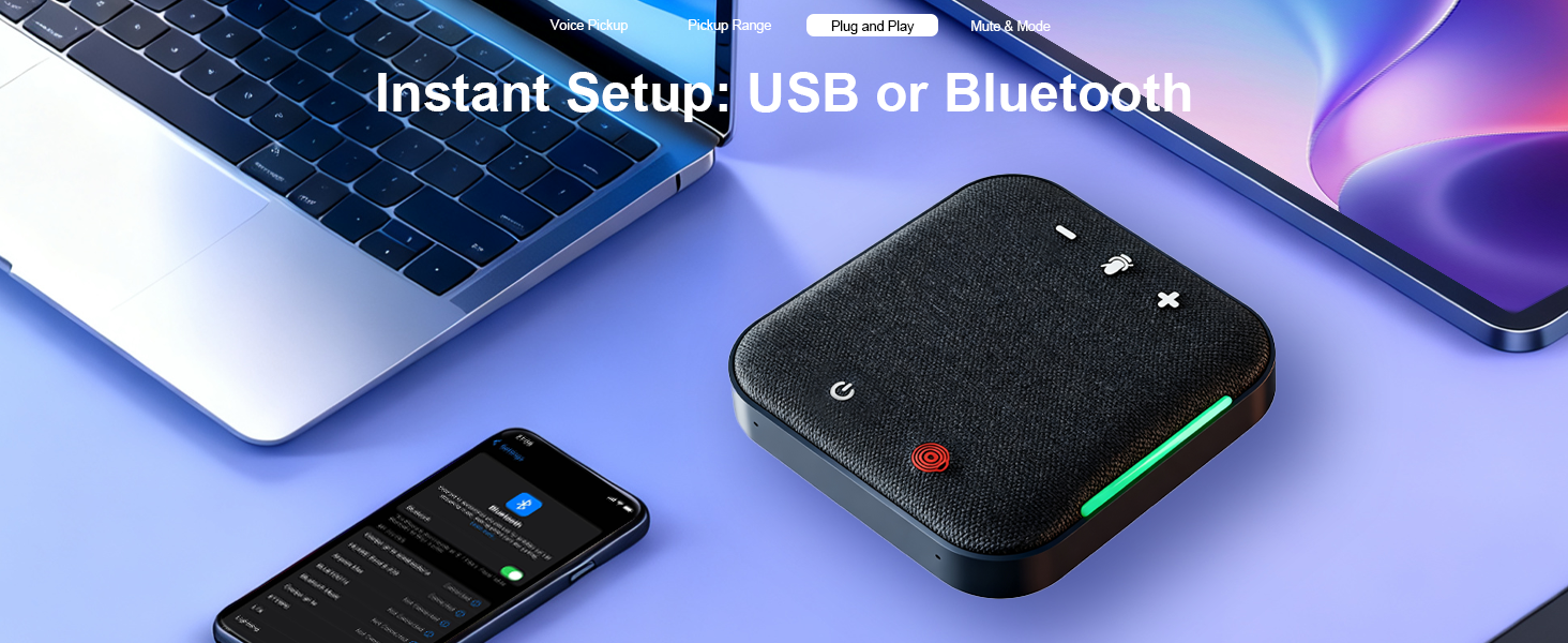 Instant Setup: USB or Bluetooth