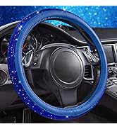 CAR PASS Bling Diamond Leather Steering Wheel Cover, with Bling Sparkly Crystal Glitter Rhineston...