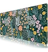 AIMSA Floral Desk Mat, XXL Large Gaming Mouse Pad, Anti-Slip Mousepad with Stitched Edges for Wom...
