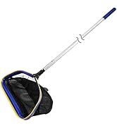 Poolvio Pool Deep Skimmer Net with 3ft - 10ft 1.0mm Thick Adjustable Aluminum Pole &amp; Fine Mesh Ba...