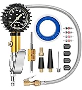 Vondior Tire Inflator with Pressure Gauge(0-100 PSI) - ANSI B40.1 Accurate, Large 2" Glow Dial, P...