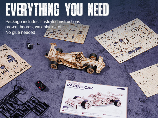 rokr 3d wooden puzzles RC racing car model building kits adults build kids