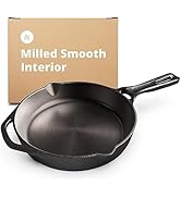 Greater Goods Cast Iron Skillet 10-Inch Pan, Cook Like a Pro with Smooth Milled, Organically Pre-...