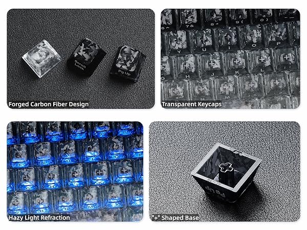 Clear Jelly Keycaps, Translucent Keycaps Set Gradient Grey Keycaps 120 Keys Custom Keycaps
