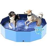 Bilibara 57'' Foldable Dog Pet Bath Pool, Heavy Duty Non-Slip Kiddie Pool, Plastic Pet Wading Poo...