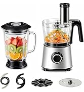 Sweetcrispy Food Processor Blender Combo for Vegetable, Dough, Electric Food Processors Slicing, ...