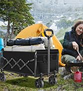 Wagons Carts Foldable, Collapsible Wagon, Foldable Wagon Cart with Wheels, Folding Wagons for Bea...