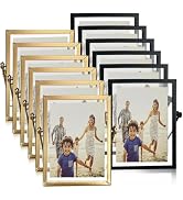 12 Pack 4 x 6'' Floating Picture Frames for 3.5x5, 3.5x5'', 2x3 Gold or Black Photo Frame Metal P...