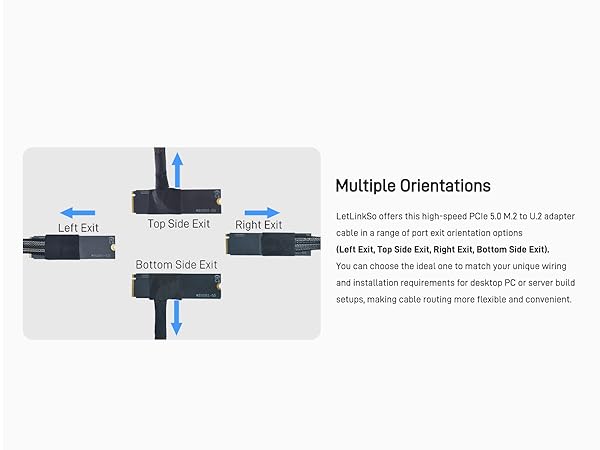 LetLinkSo Gen5 PCIe 5.0 U.2 to M.2 Adapter Card SFF-8639 to M2 NVMe SSD Cable
