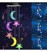Toodour Solar Wind Chimes, Color Changing Wind Chimes Moon and Star, LED Decorative Mobile, Gift ...