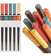 5 Pairs Fiberglass Chopsticks Reusable Dishwasher Safe, Matte Non-Slip Chopstick, Chinese Style J...