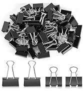 DANRONG 60PCS Medium Binder Clips, 1-1/4 Inch, 32mm, Metal Paper Clamps for Teachers Students Sch...