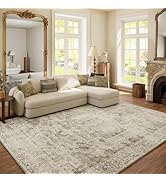 Washable Area Rugs for Living Room: 6x9 Bedroom Area Rugs Boho Vintage Rugs Stain Resistant Non S...