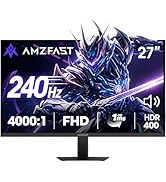 Amzfast 27" 240Hz 1ms FPS Gaming Monitor, Fast VA FHD 1080P, Adaptive Sync, HDR 400, 4000:1 Contr...