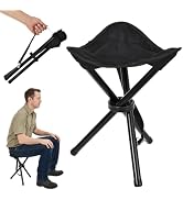 CebraBounze Outdoor Travel Folding Stool, 14.6 inches Lightweight Tripod Camping Chair and Max We...