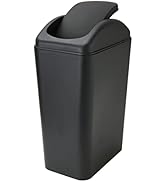 ABuff Small Lidded Trash Can, 12 Liter/3 Gallon Black Plastic Garbage Bin with Lid for Office, Be...