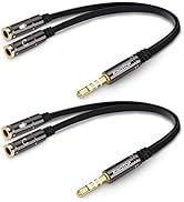 KINGTOP 2 Pack 3.5mm Combo Audio Adapter Cable for PS4,PS5,Xbox One,Tablet,Mobile Phone,PC Gaming...